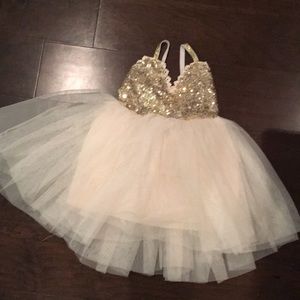 Gold sequin toddler dress with tulle